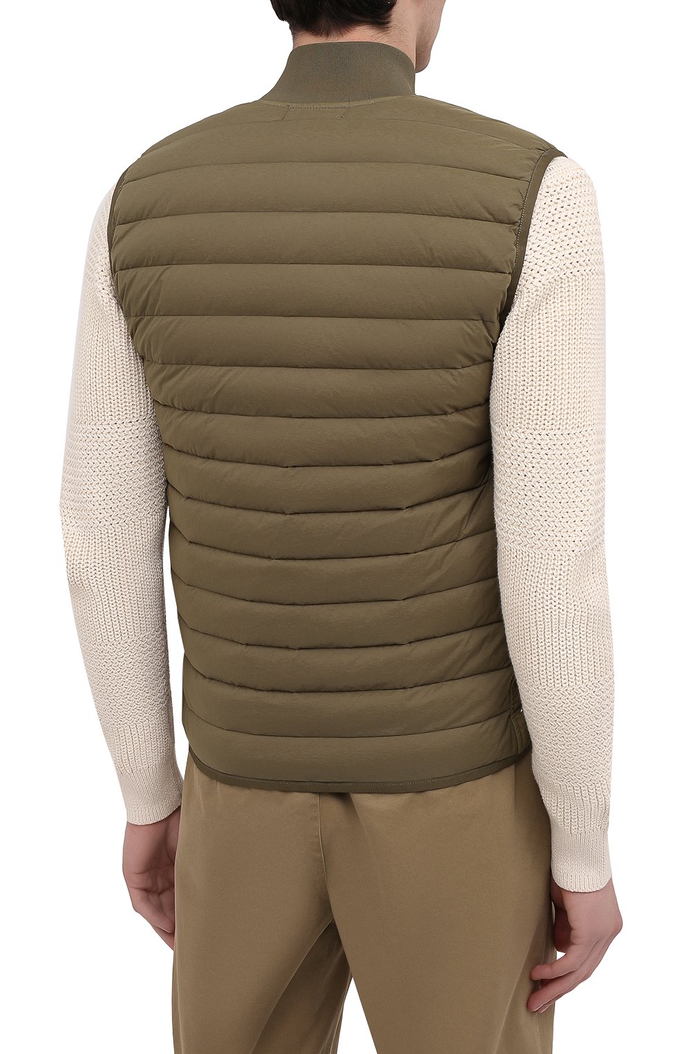 Пуховый жилет STONE ISLAND хаки цвета по цене 59950 руб., арт. 7415G0225, фото 4 Пуховый жилет STONE ISLAND, арт. 7415G0225, фото 4