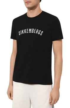 Мужская хлопковая футболка DIRK BIKKEMBERGS черного цвета, арт. BM/T0159 | Фото 3 (Рукава: Короткие; Длина (для топов): Стандартные; Принт: С принтом; Материал сплава: Проставлено; Материал внешний: Хлопок; Драгоценные камни: Проставлено; Стили: Кэжуэл)