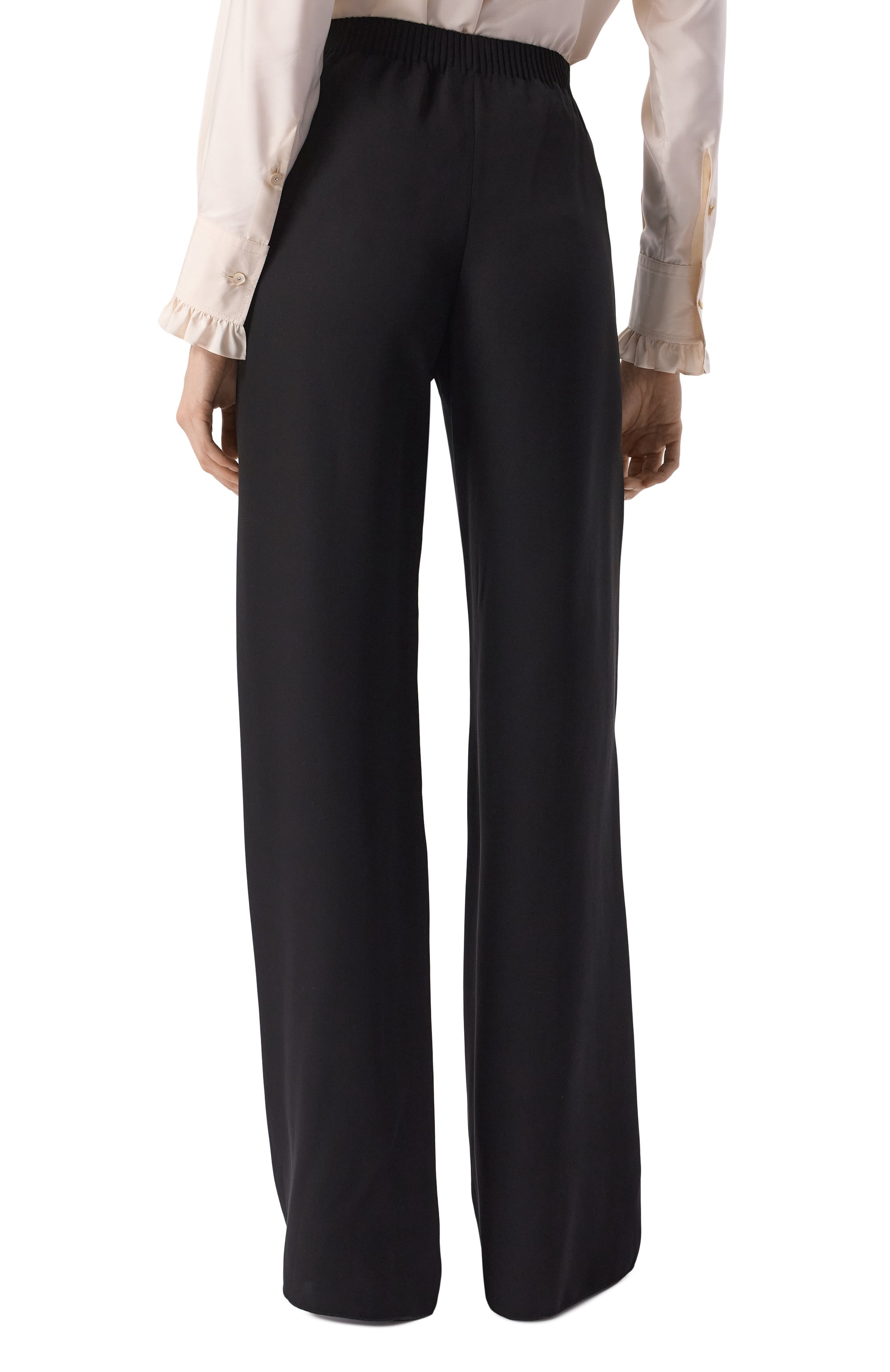 Шелковые брюки VALENTINO черного цвета по цене 260500 руб., арт. 6B3RB6861MM, фото 4 Шелковые брюки VALENTINO, арт. 6B3RB6861MM, фото 4