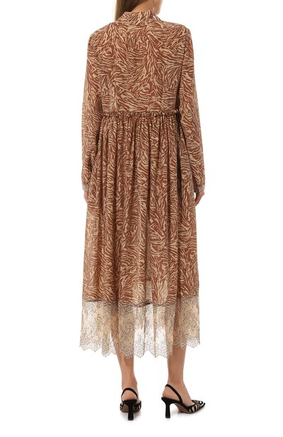 Платье из вискозы LOOM BY RODINA коричневого цвета по цене 43750 руб., арт. LBR-DRZE, фото 4 Платье из вискозы LOOM BY RODINA, арт. LBR-DRZE, фото 4