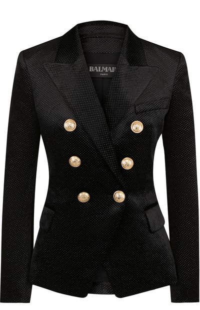 Приталенный двубортный жакет с контрастными пуговицами BALMAIN, арт. 147220/122C, фото 1