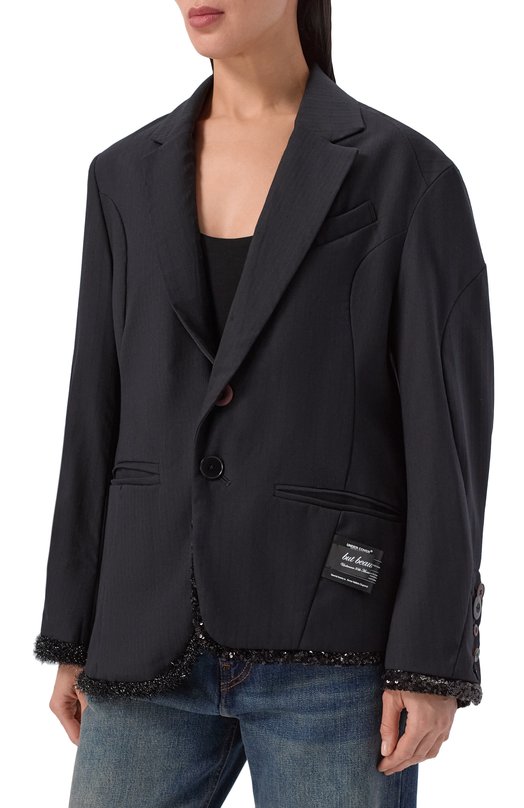 Шерстяной жакет с отделкой пайетками Undercover UC2E1103 Чёрный  UC2E1103 Фото 3