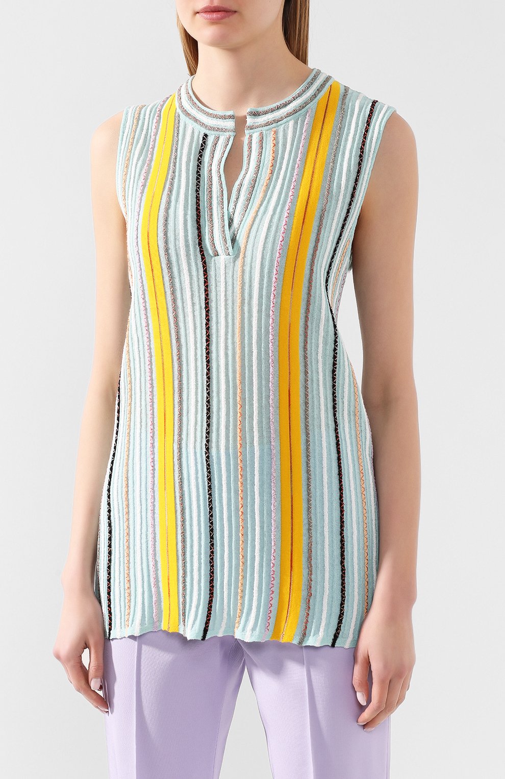 Хлопковый топ M MISSONI голубого цвета по цене 39950 руб., арт. 2DN00172/2K004F, фото 3 Хлопковый топ M MISSONI, арт. 2DN00172/2K004F, фото 3