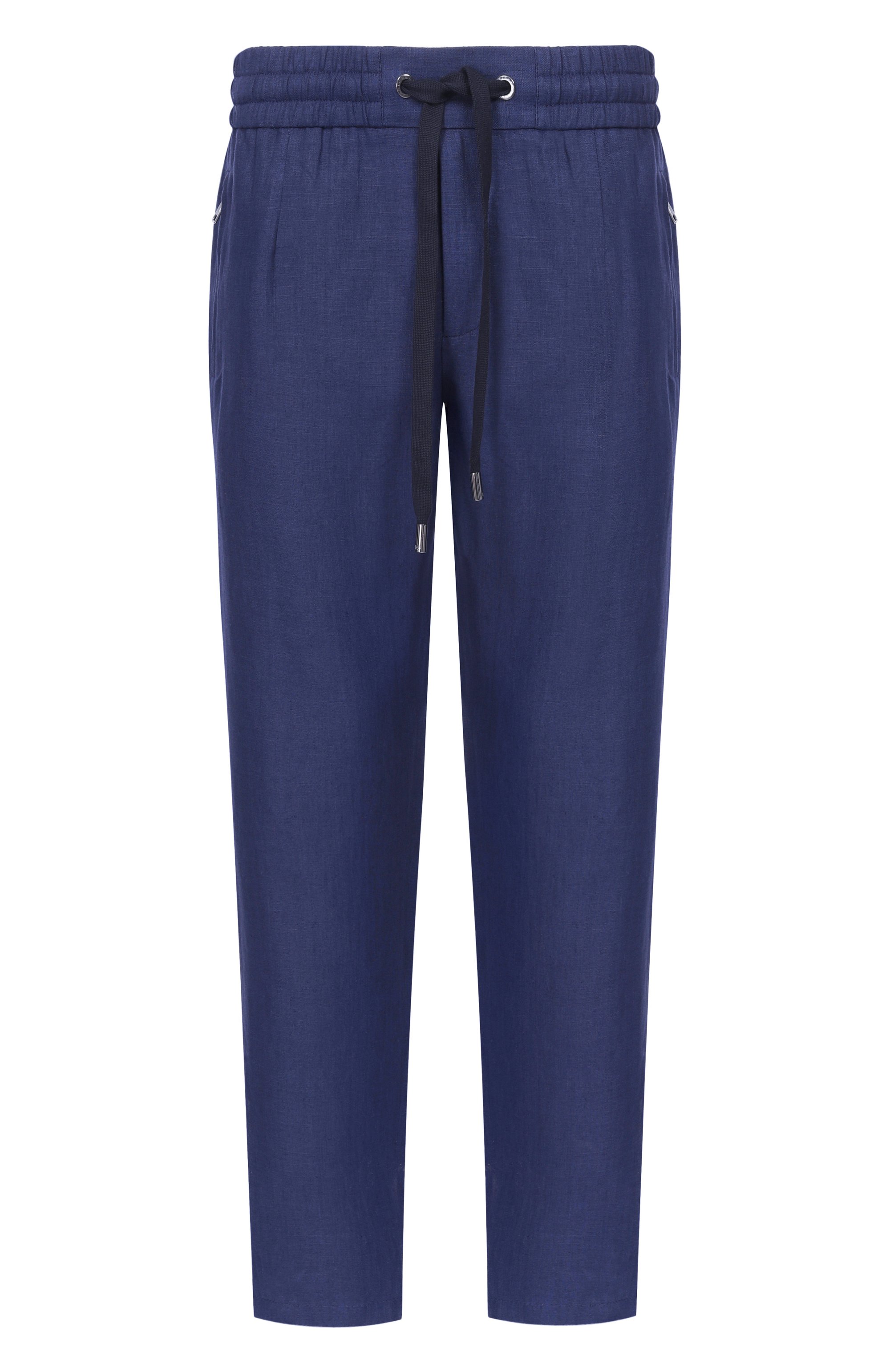 Льняные брюки DOLCE & GABBANA темно-синего цвета по цене 98950 руб., арт. GVZAET/GG862, фото 1 Льняные брюки DOLCE & GABBANA, арт. GVZAET/GG862, фото 1