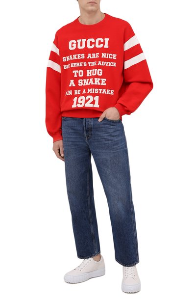 Хлопковый свитшот GUCCI красного цвета по цене 113760 руб., арт. 655471/XJDH0, фото 2 Хлопковый свитшот GUCCI, арт. 655471/XJDH0, фото 2