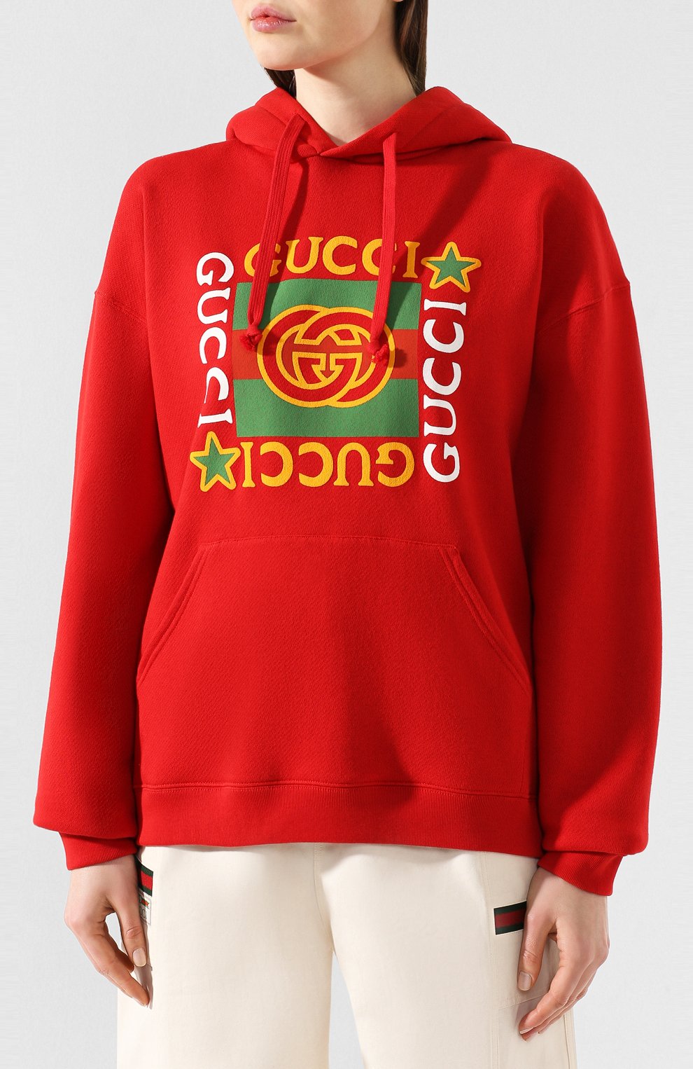 Хлопковое худи GUCCI красного цвета по цене 115500 руб., арт. 605154/XJB8V, фото 3 Хлопковое худи GUCCI, арт. 605154/XJB8V, фото 3