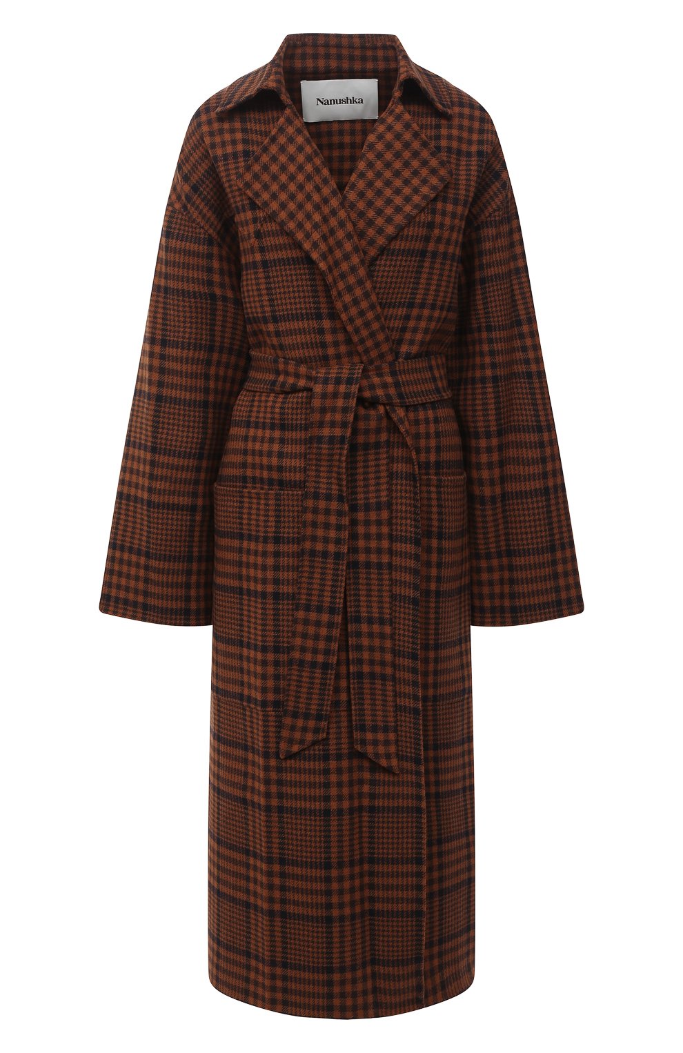 Шерстяное пальто NANUSHKA, арт. ALAM0_NAVY RUST CHECK_D0UBLE W00L, фото 1
