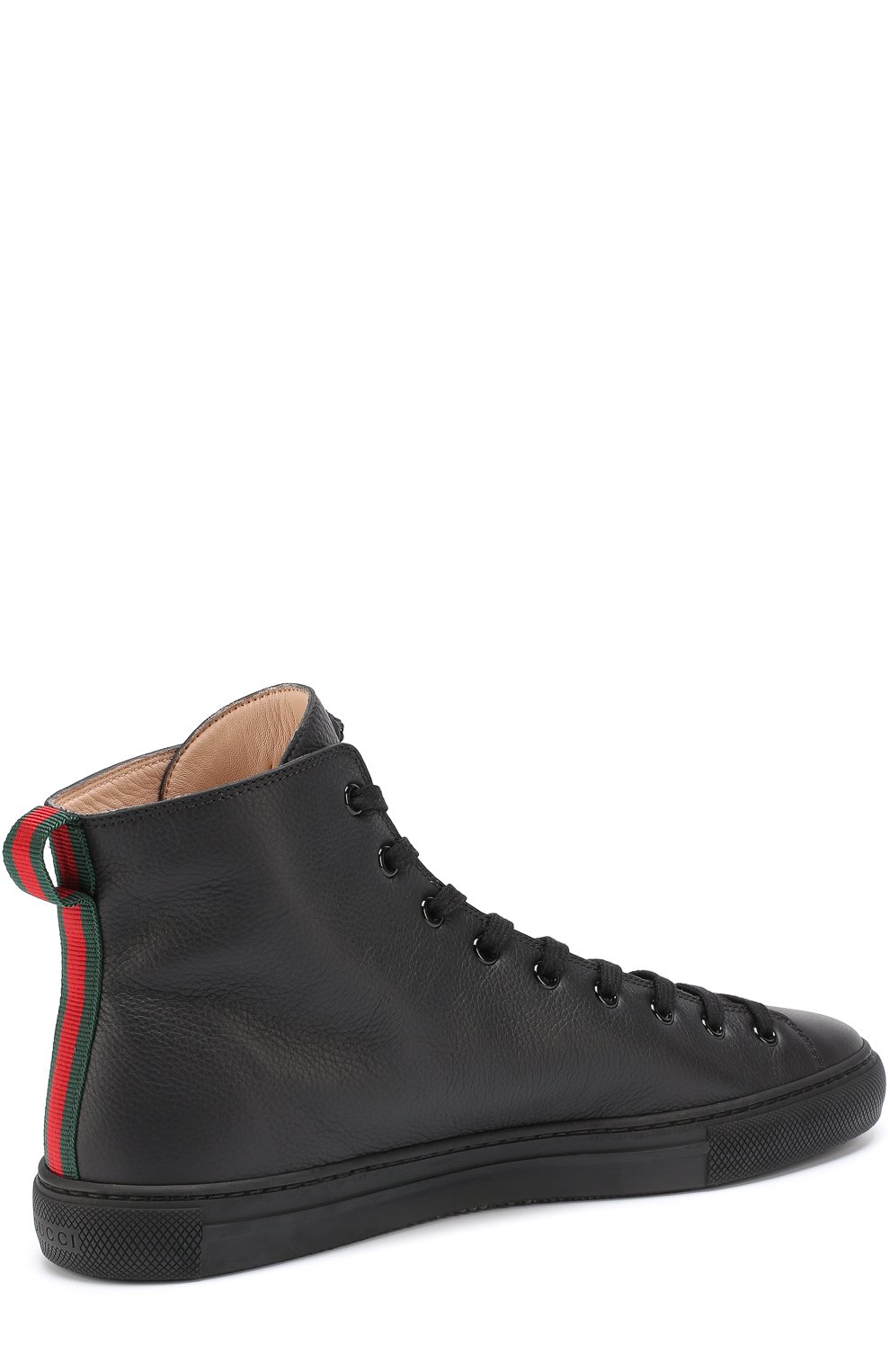 Высокие кожаные кеды на шнуровке с контрастной вышивкой GUCCI, арт. 451621/BX0A0, фото 3