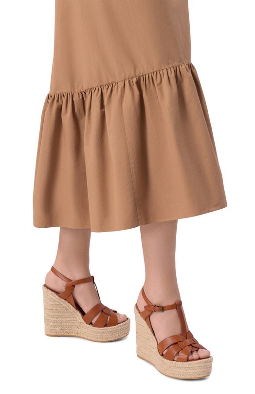 Кожаные босоножки Espadrille Saint Laurent 611924/BDA00 Коричневый  611924/BDA00 Фото 2