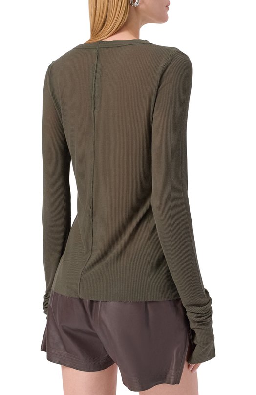 Лонгслив из вискозы и шелка Rick Owens RP02E4209/RC Хаки  RP02E4209/RC Фото 4