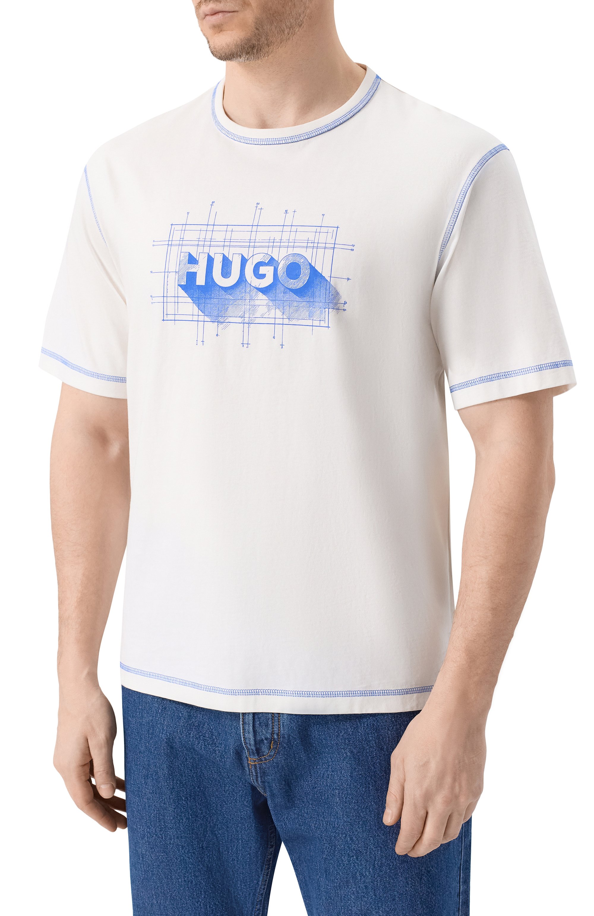 Хлопковая футболка HUGO BLUE, арт. 50553498, фото 3