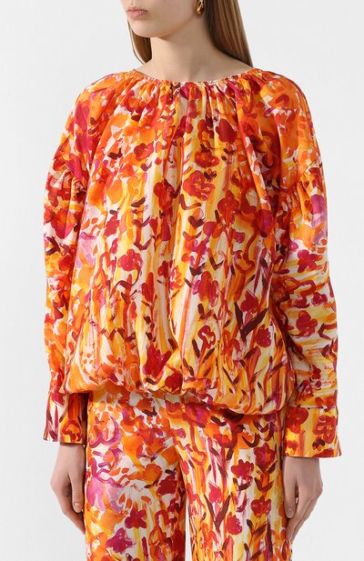 Шелковая блузка MARNI красного цвета по цене 98150 руб., арт. CAMA0319Y0/TSF37, фото 3 Шелковая блузка MARNI, арт. CAMA0319Y0/TSF37, фото 3