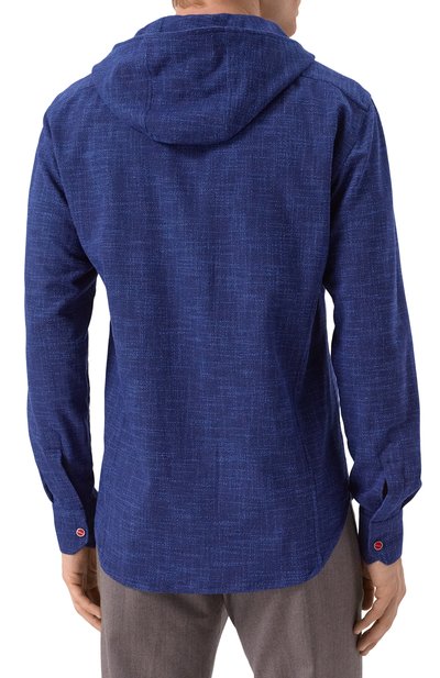 Рубашка из шерсти и шелка KITON синего цвета по цене 149000 руб., арт. UMCMARK0615E03, фото 4 Рубашка из шерсти и шелка KITON, арт. UMCMARK0615E03, фото 4