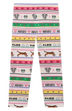 Детские хлопковые легинсы KENZO разноцветного цвета, арт. K14271/3Y-5Y | Фото 1 (Материал внешний: Хлопок; Нос: Не проставлено; Девочки Кросс-КТ: Леггинсы-одежда; Ростовка одежда: 3 года | 98 см, 4 года | 104 см)