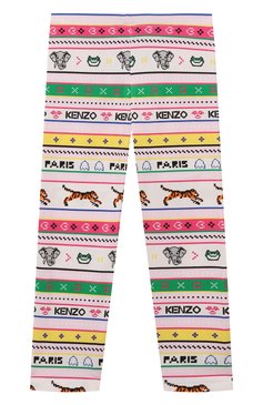 Детские хлопковые легинсы KENZO разноцветного цвета, арт. K14271/3Y-5Y | Фото 1 (Девочки Кросс-КТ: Леггинсы-одежда; Материал сплава: Проставлено; Нос: Не проставлено; Материал внешний: Хлопок; Ростовка одежда: 3 года | 98 см, 4 года | 104 см)