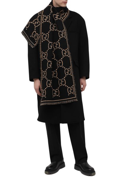 Шерстяной шарф GUCCI черного цвета по цене 43650 руб., арт. 660025/4G386, фото 3 Шерстяной шарф GUCCI, арт. 660025/4G386, фото 3