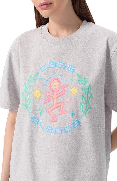 Хлопковая футболка CASABLANCA серого цвета по цене 32800 руб., арт. M-SP26-JTS-001-02, фото 5 Хлопковая футболка CASABLANCA, арт. M-SP26-JTS-001-02, фото 5