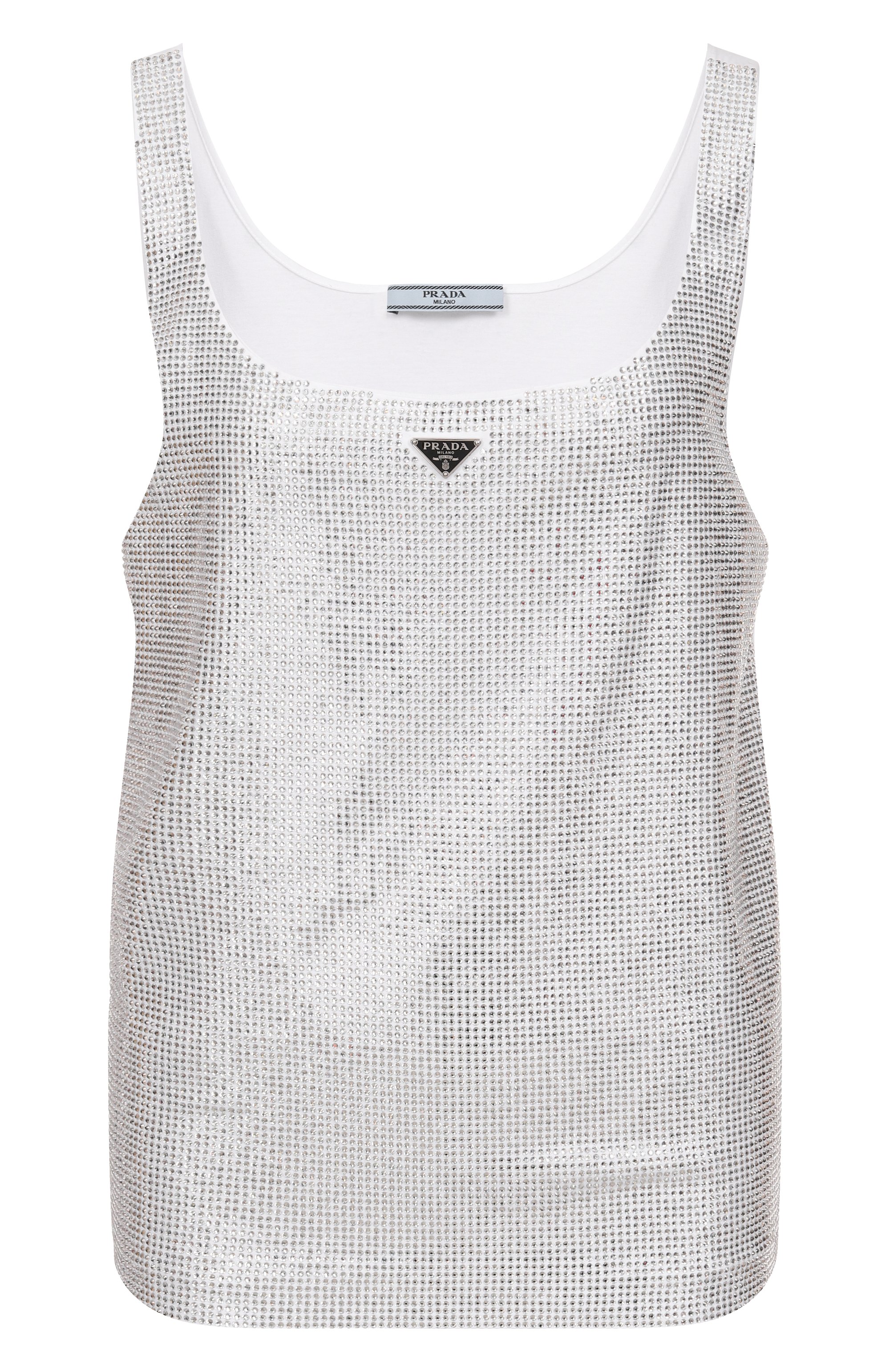 Хлопковая майка с отделкой стразами PRADA, арт. 3535BR/13TI, фото 1