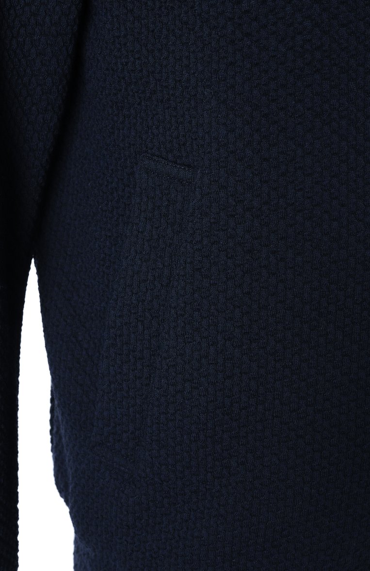 Мужской бомбер EMPORIO ARMANI темно-синего цвета, арт. EM000185/TE13908 | Фото 6 (Рукава: Длинные; Материал сплава: Проставлено; Драгоценные камни: Проставлено; Материал подклада: Синтетический материал; Длина (верхняя одежда): Короткие; Кросс-КТ: бомбер, Легкие; Принт: Без принта; Мужское Кросс-КТ: шерсть и кашемир; Стили: Кэжуэл)