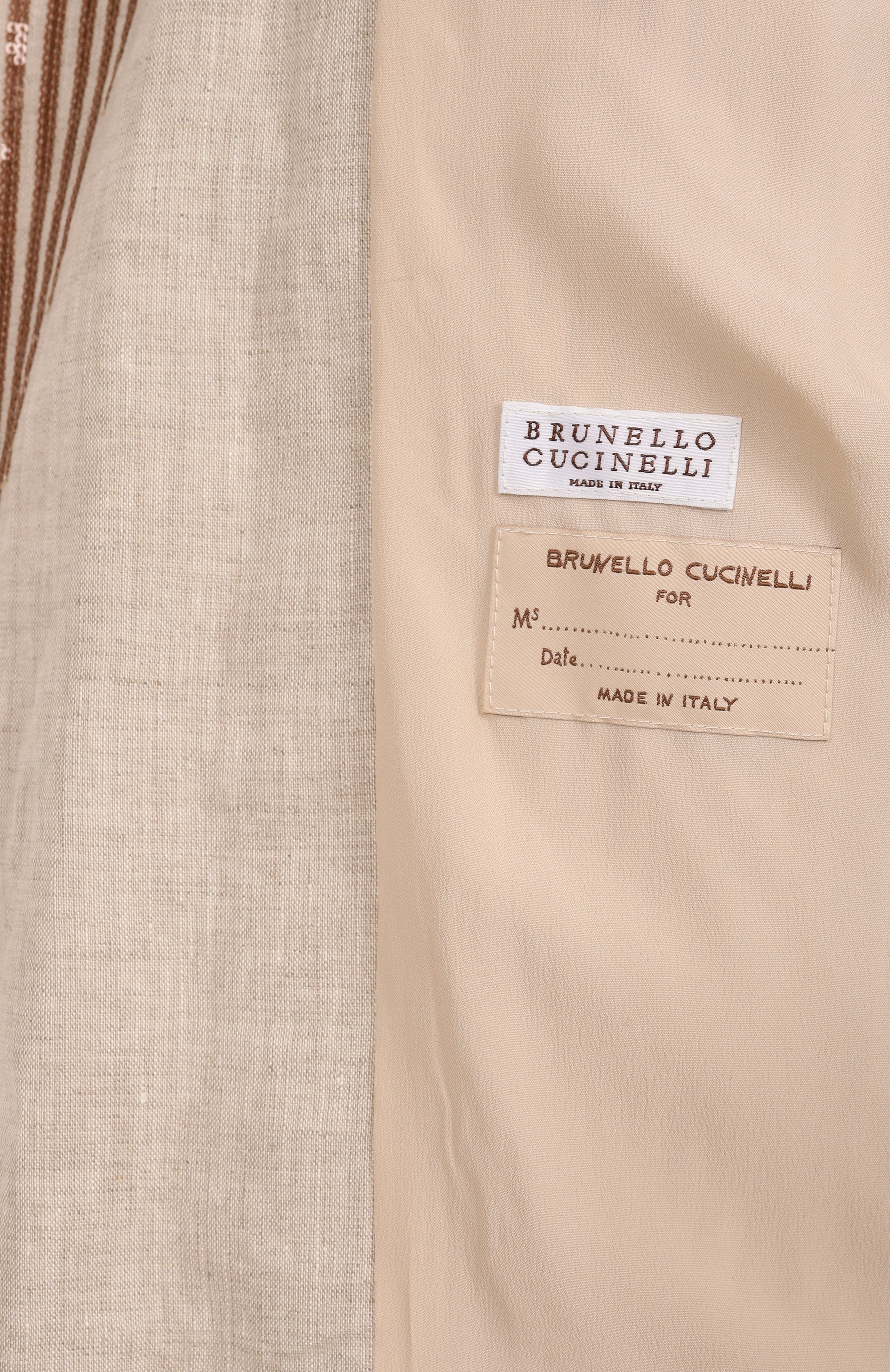 Льняной жакет с отделкой пайетками BRUNELLO CUCINELLI, арт. MM6337378, фото 7