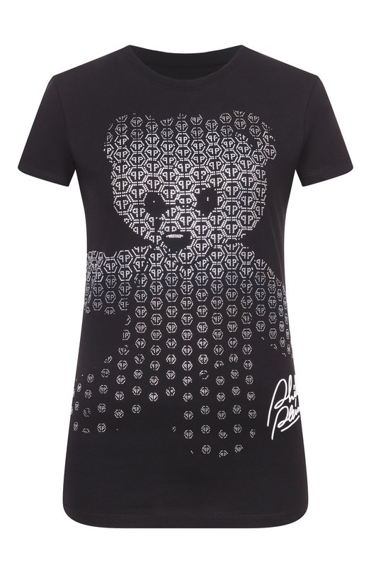 Хлопковая футболка с отделкой стразами Philipp Plein SAFC WTK3817 PJY002N Чёрный SAFC WTK3817 PJY002N