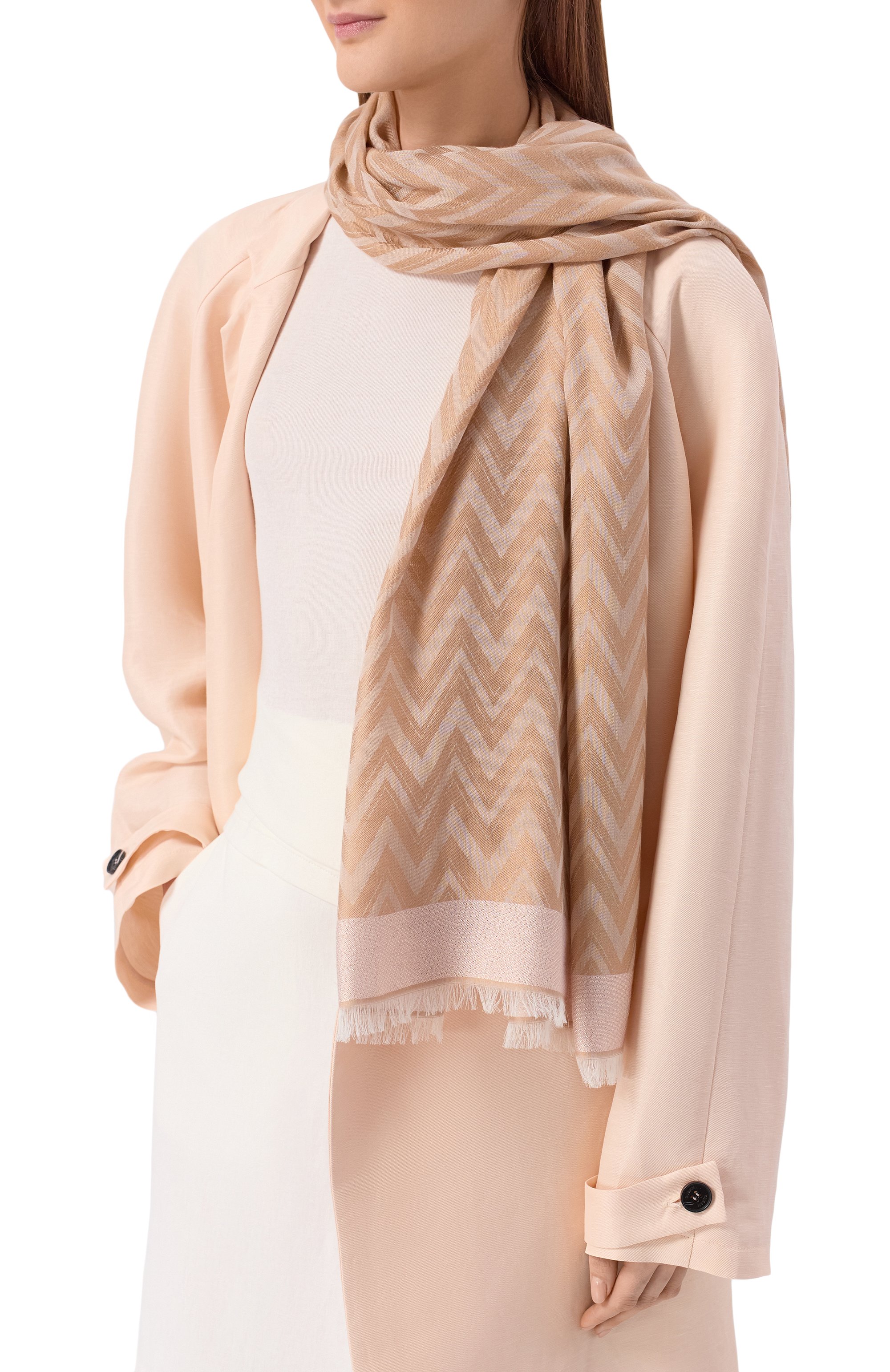 Палантин из вискозы и хлопка EMPORIO ARMANI, арт. EW004557/AF25343, фото 2