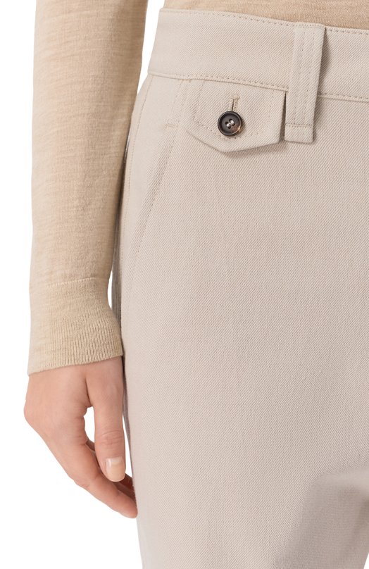 Брюки из хлопка и шерсти Brunello Cucinelli MP142P9036 Кремовый  MP142P9036 Фото 5