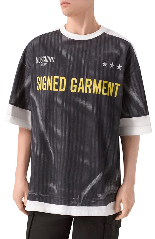 Хлопковая футболка Moschino A0701/0241 Серый  A0701/0241 Фото 3