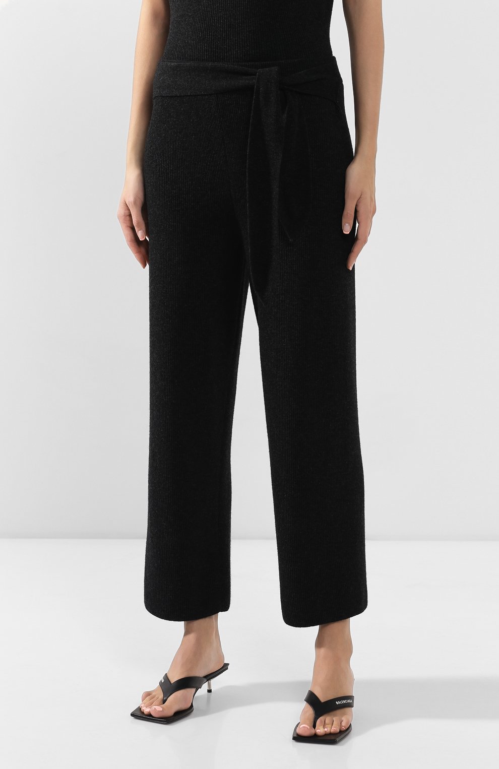 Брюки с поясом NANUSHKA, арт. TIGRE_CHARC0AL_CASHMERE BLEND RIB, фото 3