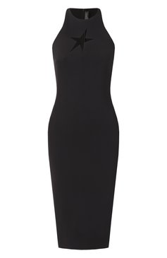 Женское платье MUGLER черного цвета, арт. 25P3R01700859 | Фото 1 (Длина Ж (юбки, платья, шорты): Миди; Женское Кросс-КТ: Платье-одежда, платье-футляр; Стили: Кэжуэл; Кросс-КТ: Трикотаж; Случай: Повседневный; Рукава: Без рукавов; Материал внешний: Синтетический материал)