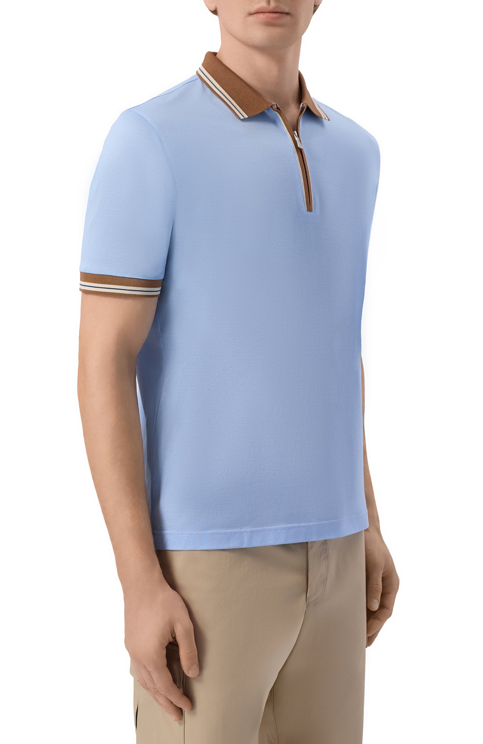 Хлопковое поло GRAN SASSO голубого цвета по цене 26050 руб., арт. 60147/74219, фото 3 Хлопковое поло GRAN SASSO, арт. 60147/74219, фото 3