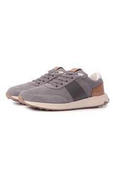 Мужские замшевые кроссовки TOD’S серого цвета, арт. XXM63K0GT80/S0B | Фото 1 (Драгоценные камни: Проставлено; Материал внешний: Натуральная кожа, Замша; Материал внутренний: Текстиль; Материал сплава: Проставлено; Подошва: Массивная; Кросс-КТ: Низкие; Материал утеплителя: Без утеплителя; Стили: Классический)