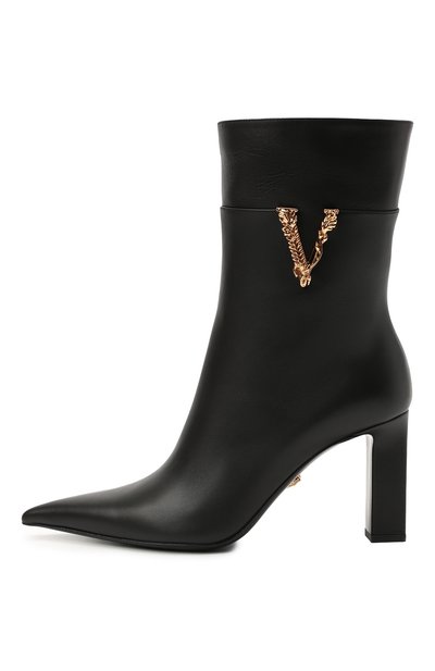 Кожаные ботильоны virtus VERSACE черного цвета по цене 132500 руб., арт. 1000837/1A00673, фото 3 Кожаные ботильоны virtus VERSACE, арт. 1000837/1A00673, фото 3