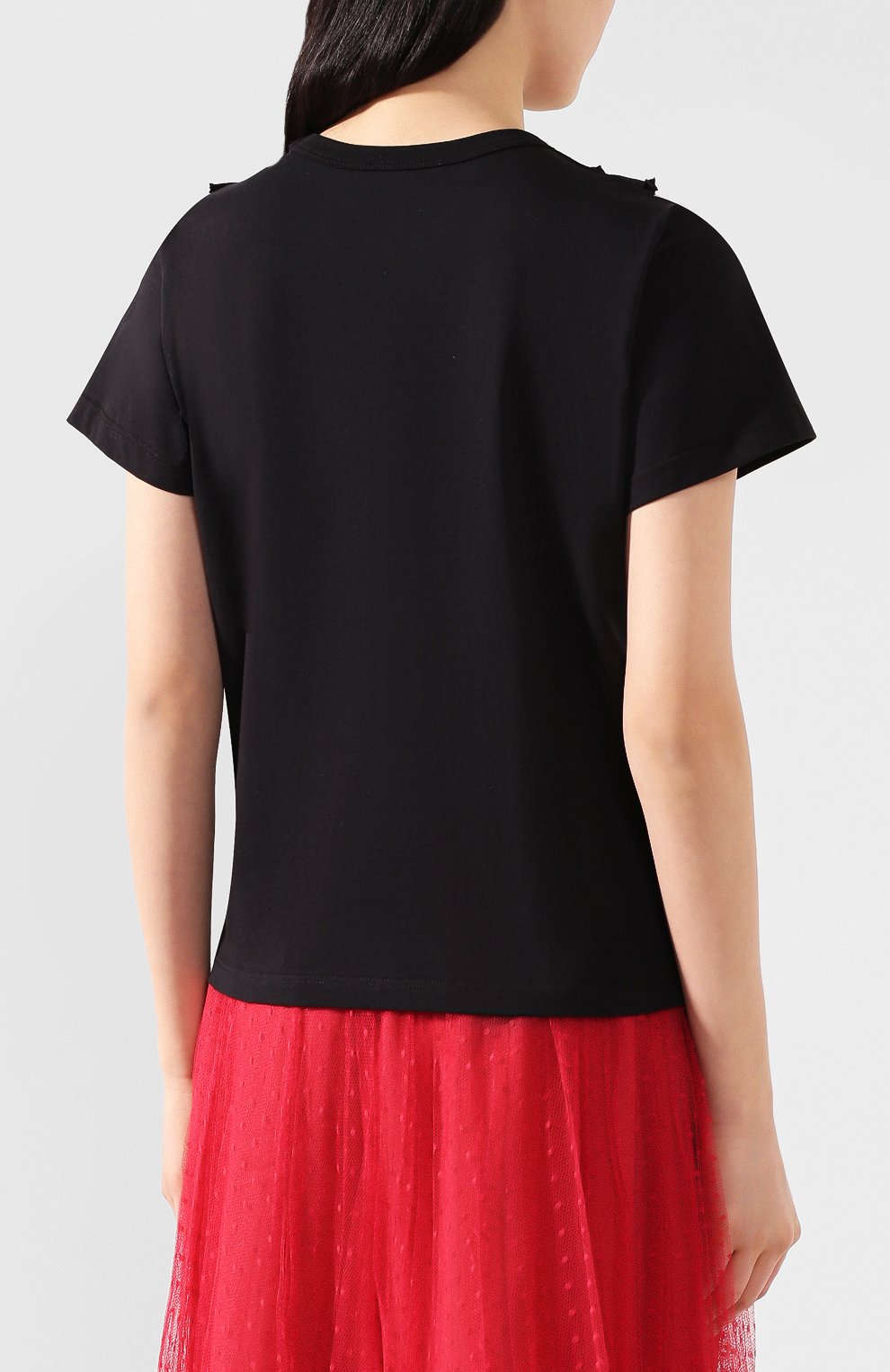 Хлопковая футболка REDVALENTINO черного цвета по цене 26650 руб., арт. TR0MG05Q/52M, фото 4 Хлопковая футболка REDVALENTINO, арт. TR0MG05Q/52M, фото 4