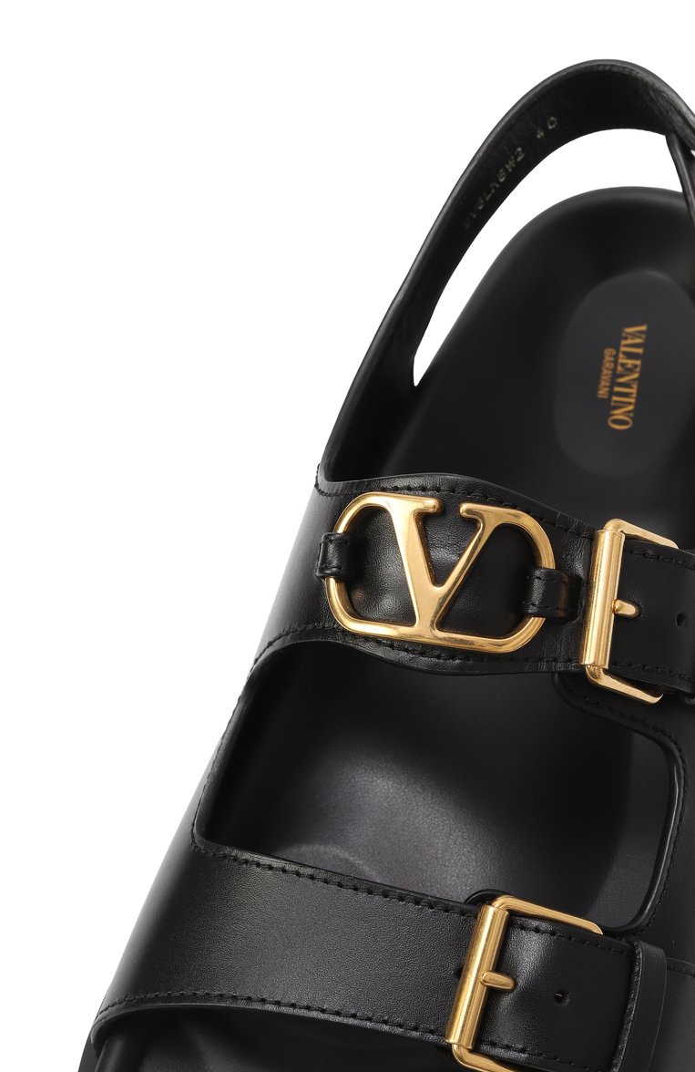 Женские кожаные сандалии vlogo signature VALENTINO черного цвета, арт. 6W2S0LK6/BEK | Фото 7 (Материал внутренний: Натуральная кожа; Подошва: Плоская; Материал внешний: Натуральная кожа)
