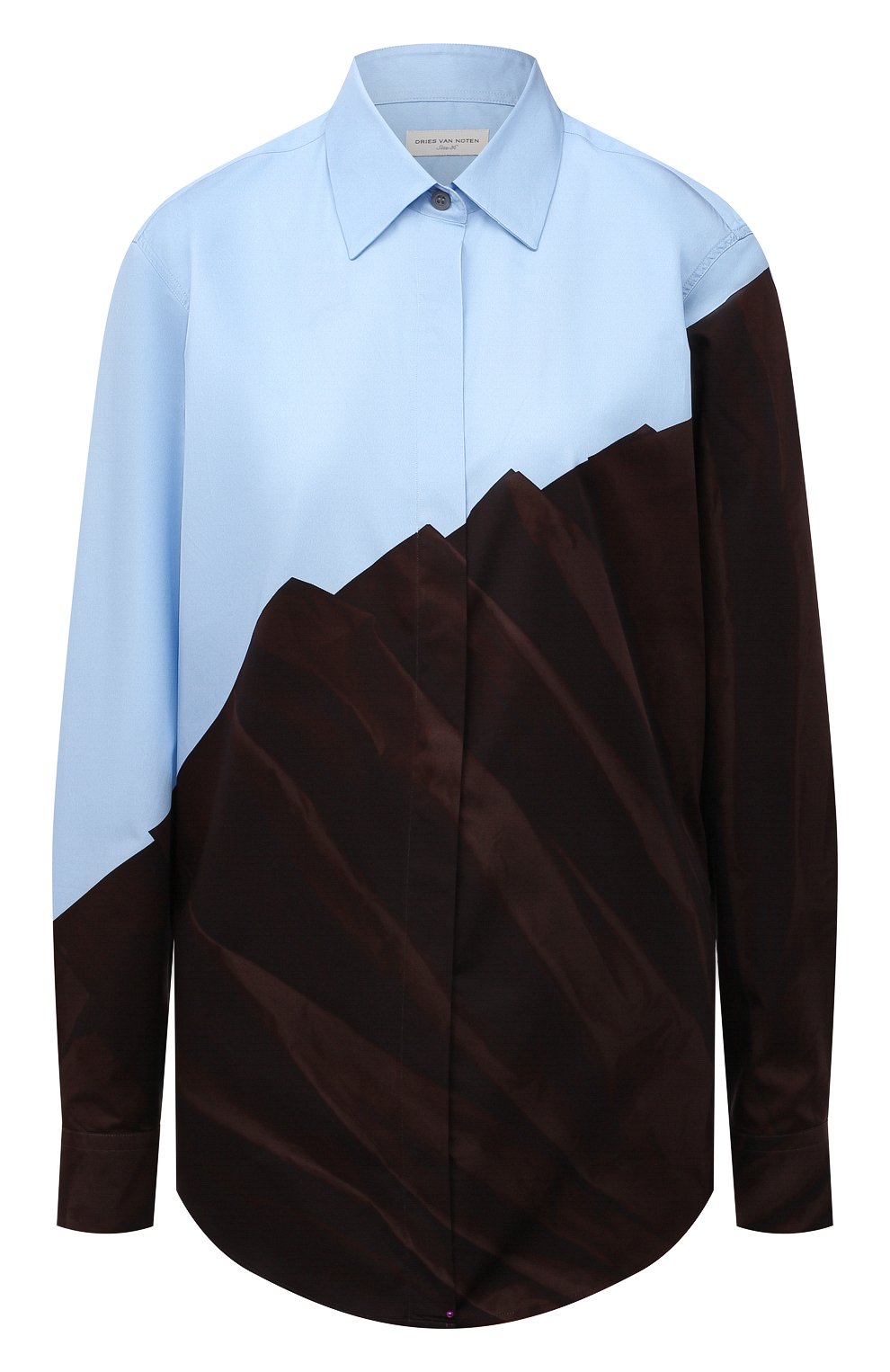Хлопковая рубашка DRIES VAN NOTEN коричневого цвета по цене 89650 руб., арт. 212-010765-3078, фото 1 Хлопковая рубашка DRIES VAN NOTEN, арт. 212-010765-3078, фото 1