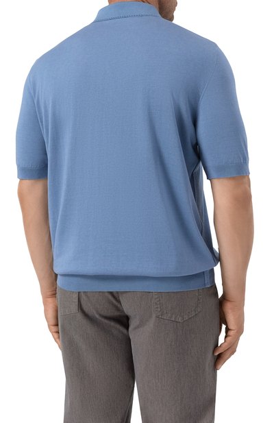 Поло с отделкой из кожи аллигатора ZILLI голубого цвета по цене 194000 руб., арт. KZP002M0143VRIS00/62-64, фото 4 Поло с отделкой из кожи аллигатора ZILLI, арт. KZP002M0143VRIS00/62-64, фото 4