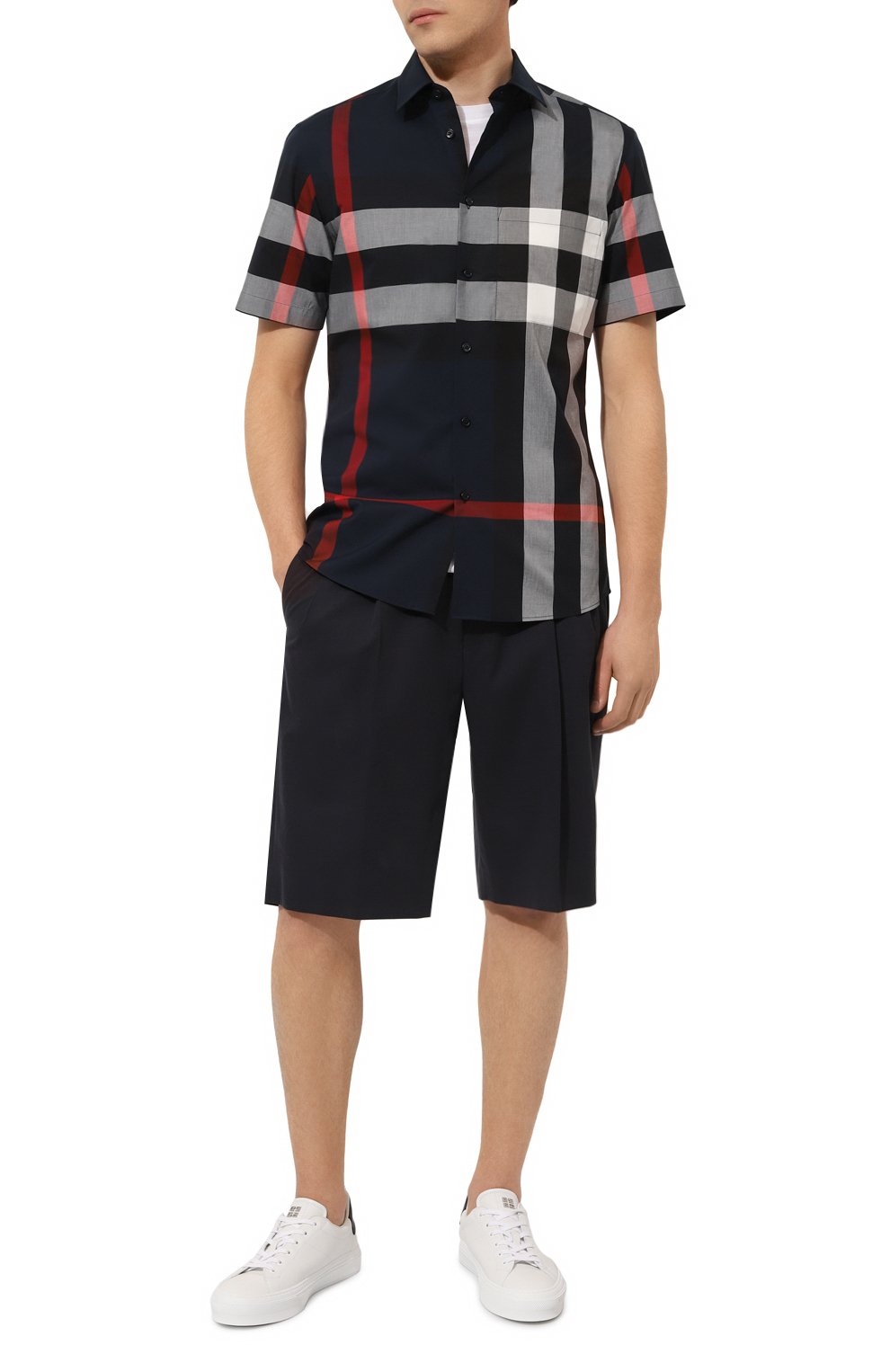 Хлопковая рубашка BURBERRY темно-синего цвета по цене 69950 руб., арт. 8079592, фото 2 Хлопковая рубашка BURBERRY, арт. 8079592, фото 2