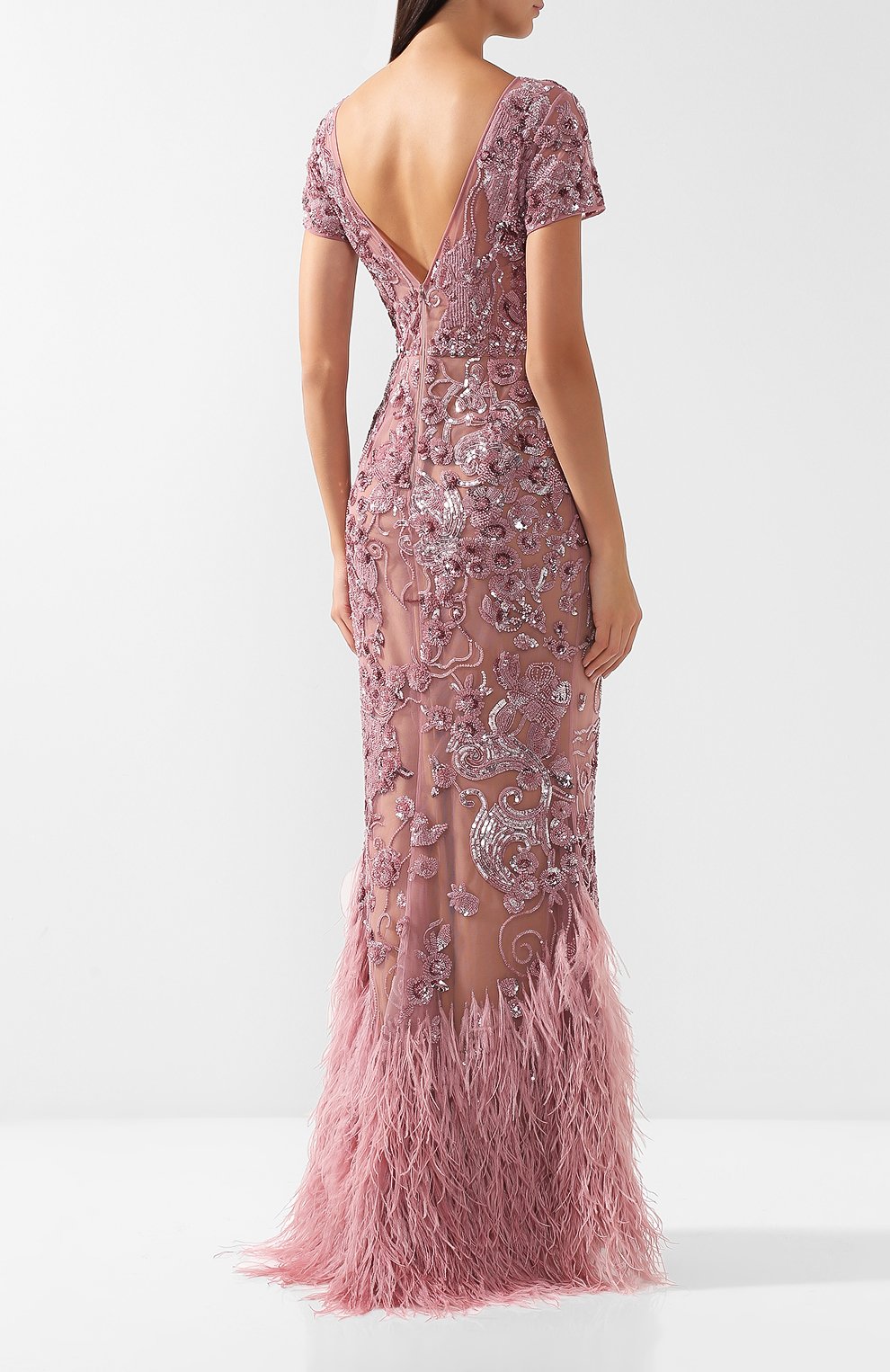 Платье-макси с перьями и декоративной отделкой ZUHAIR MURAD, арт. DRP18001/NFTU002, фото 4