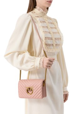 Женская сумка love mini PINKO розового цвета, арт. 100067/A0GK | Фото 2 (Драгоценные камни: Проставлено; Размер: mini; Материал сплава: Проставлено; Ремень/цепочка: На ремешке; Материал: Натуральная кожа)