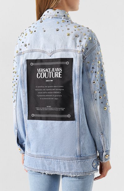 Джинсовая куртка VERSACE JEANS COUTURE синего цвета по цене 89950 руб., арт. C0HUA935-UDP420/A093K, фото 4 Джинсовая куртка VERSACE JEANS COUTURE, арт. C0HUA935-UDP420/A093K, фото 4