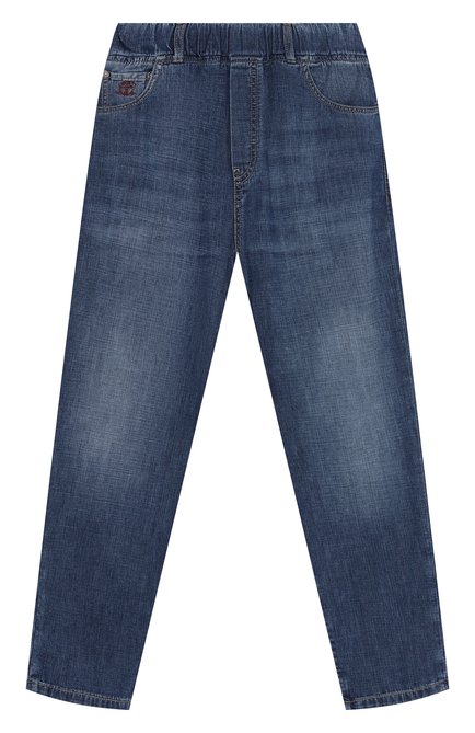 Детские джинсы BRUNELLO CUCINELLI синего цвета, арт. BE645D306C | Фото 1 (Нос: Не проставлено; Материал внешний: Хлопок; Материал сплава: Проставлено)