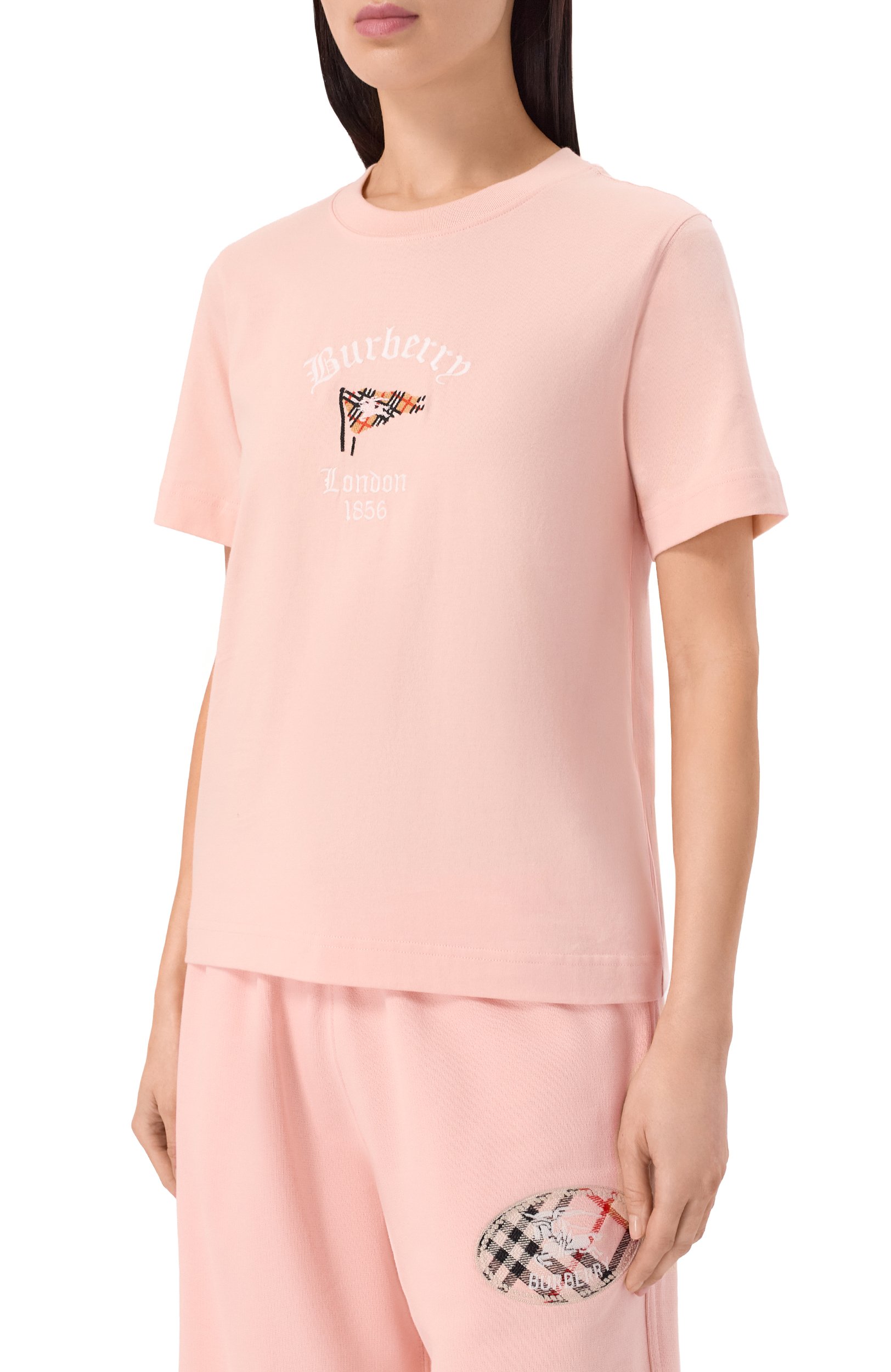Хлопковая футболка BURBERRY розового цвета по цене 69950 руб., арт. 8128207, фото 3 Хлопковая футболка BURBERRY, арт. 8128207, фото 3