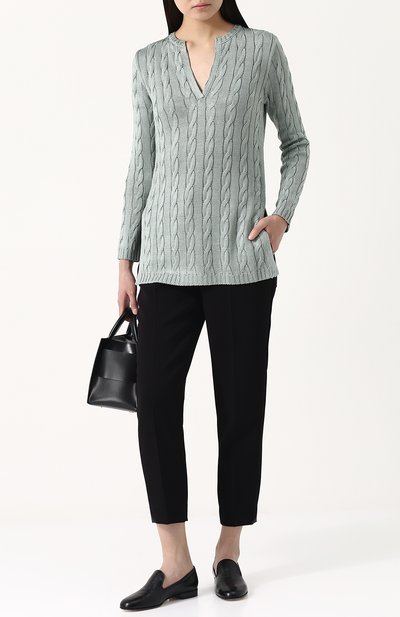 Удлиненный шелковый пуловер фактурной вязки RALPH LAUREN, арт. 290703705, фото 2