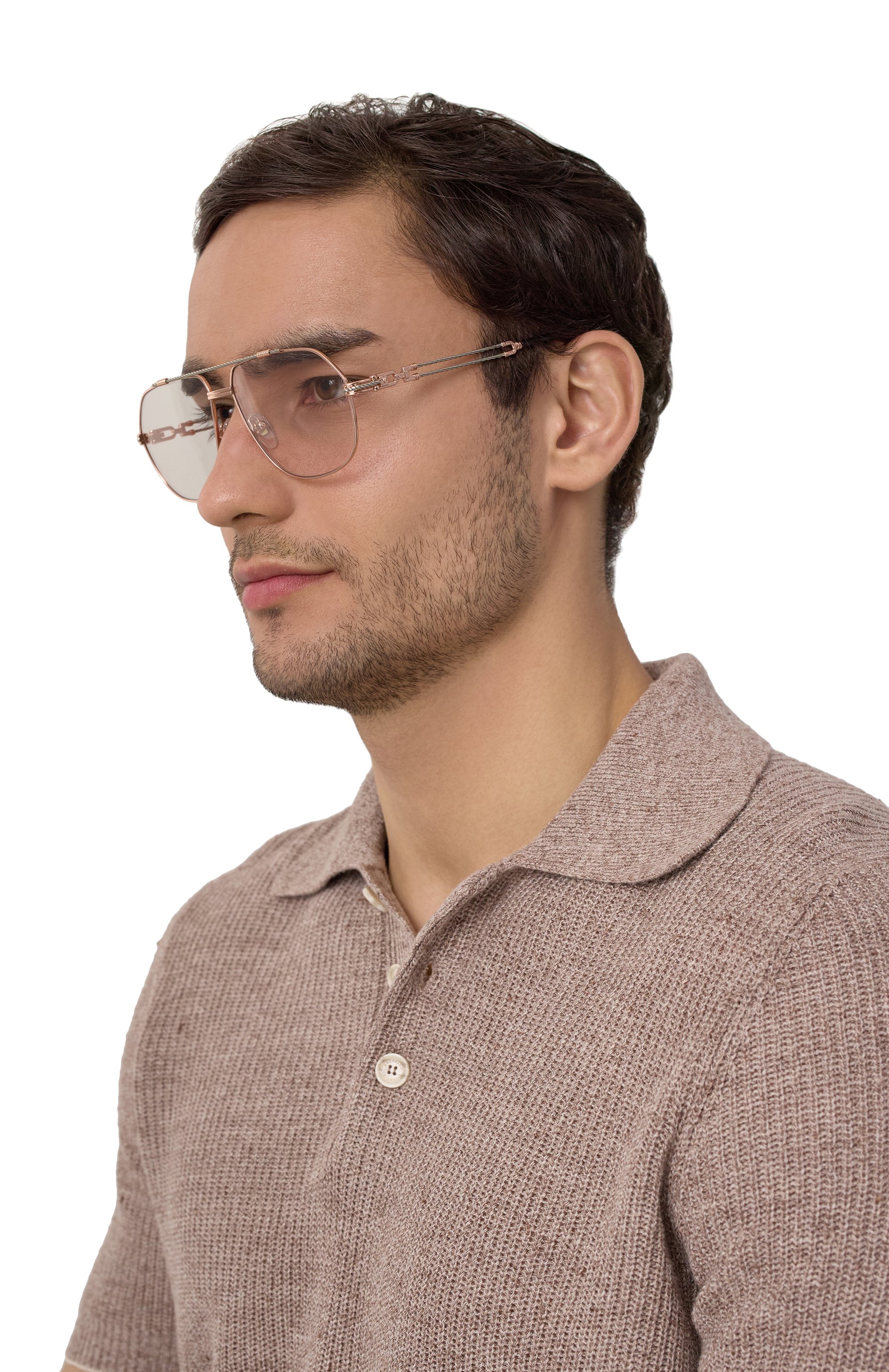 Солнцезащитные очки VINTAGE FRAMES, арт. B0SS D0UBLE R0PE 18KT TW0-T0NE G0LD/LIGHT C0NCRETE, фото 2