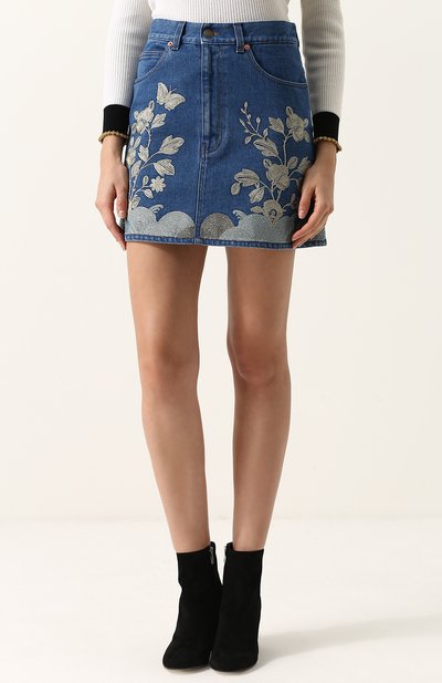 Джинсовая мини-юбка с контрастной отделкой GUCCI, арт. 481449/XR653, фото 3