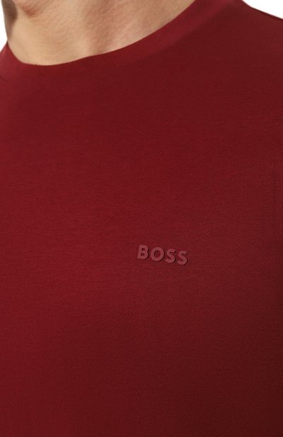 Хлопковая футболка BOSS бордового цвета по цене 8995 руб., арт. 50468347, фото 5 Хлопковая футболка BOSS, арт. 50468347, фото 5