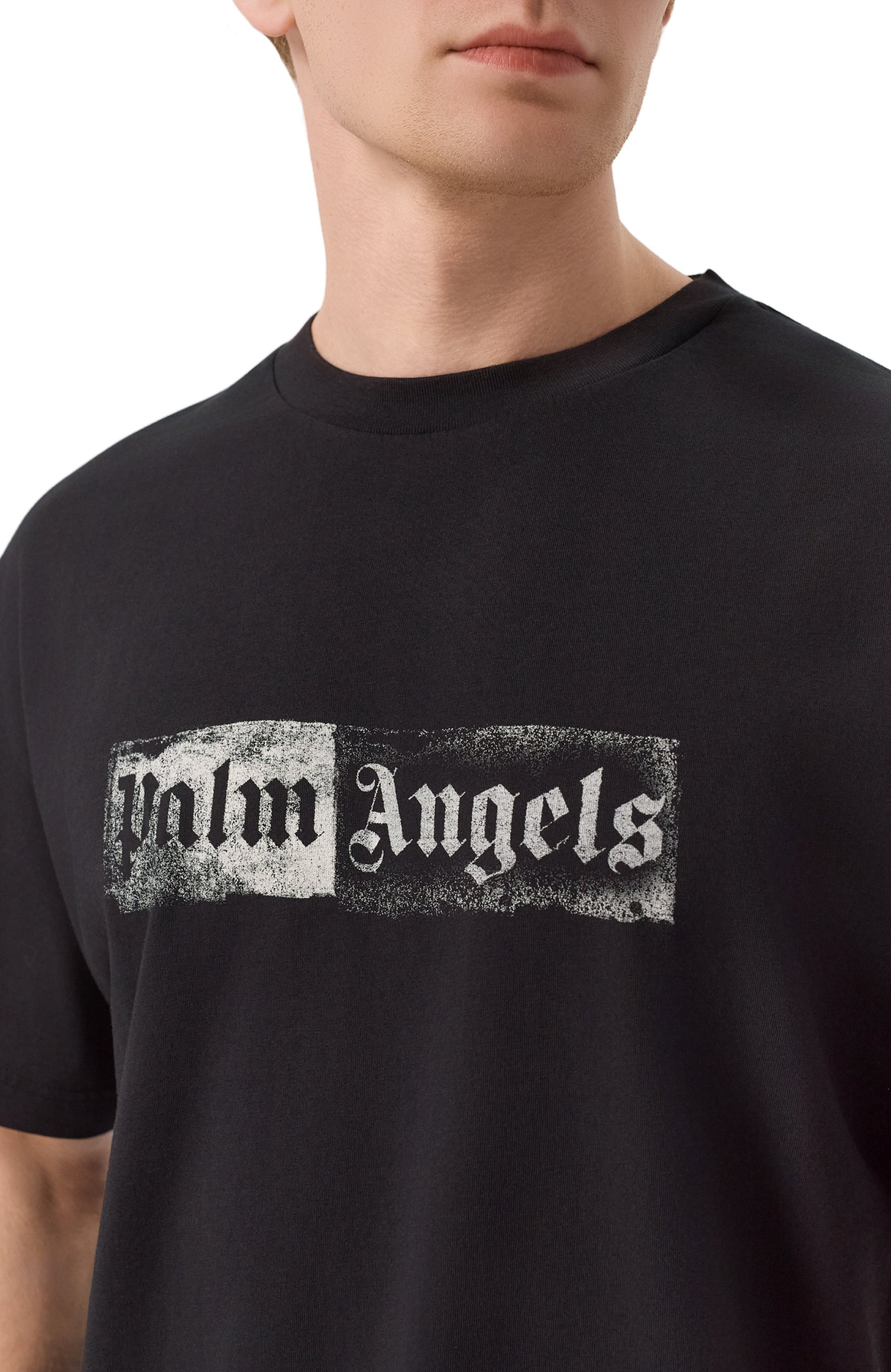 Хлопковая футболка PALM ANGELS черного цвета по цене 22500 руб., арт. PAMAA001JR005, фото 5 Хлопковая футболка PALM ANGELS, арт. PAMAA001JR005, фото 5
