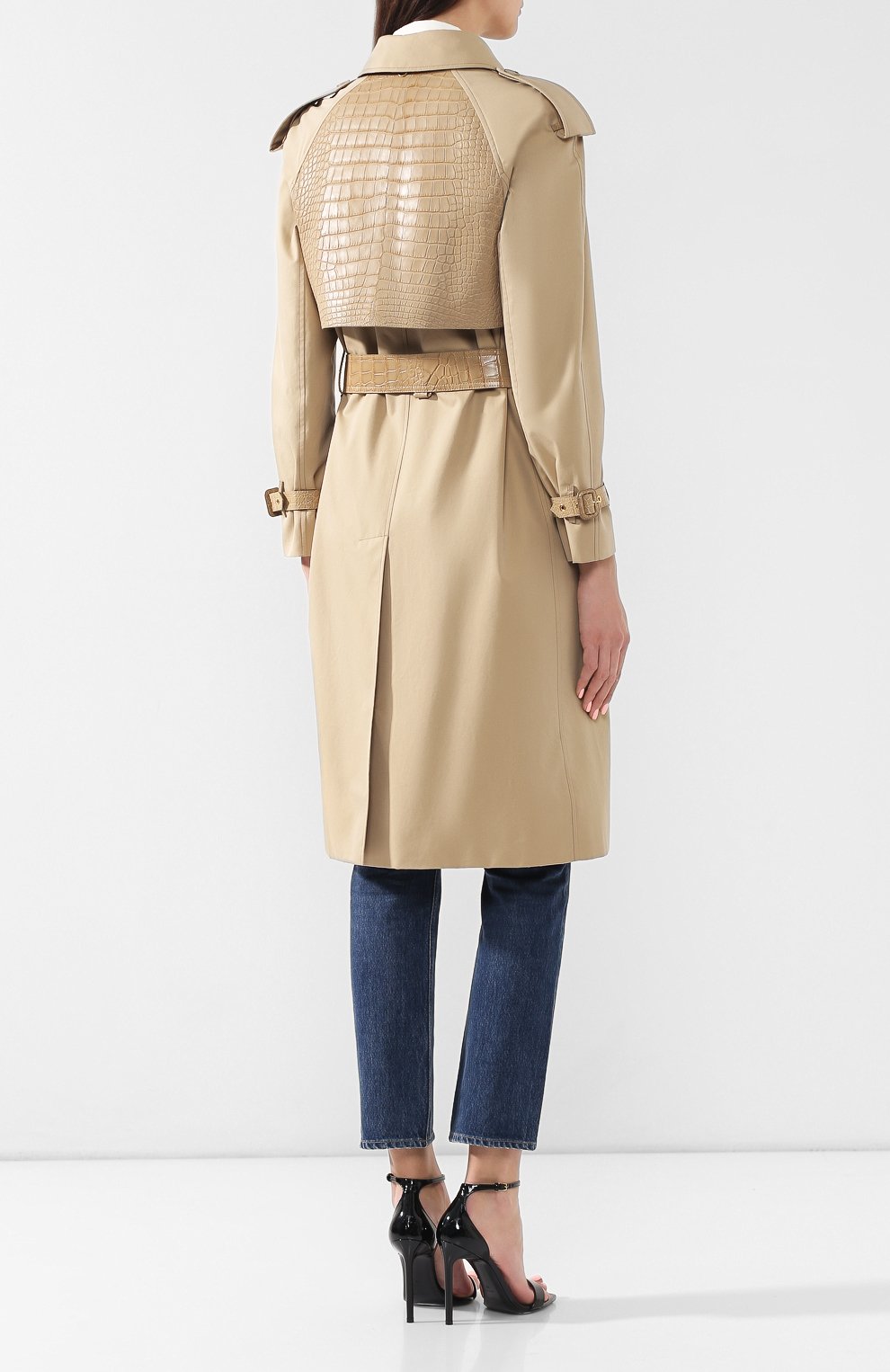 Хлопковый тренч с кожаной отделкой BURBERRY, арт. 4548564, фото 4