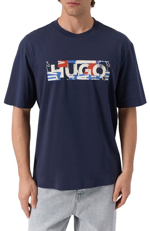 Хлопковая футболка HUGO Blue 50543485 Синий  50543485 Фото 3